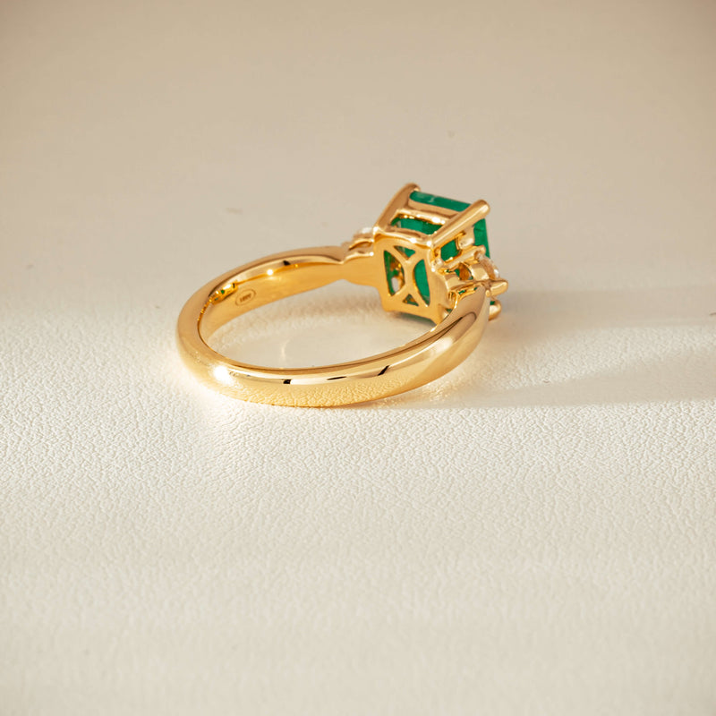 18ct Yellow Gold 1.94ct Emerald & Diamond Elysian Ring - Ring - Walker & Hall
