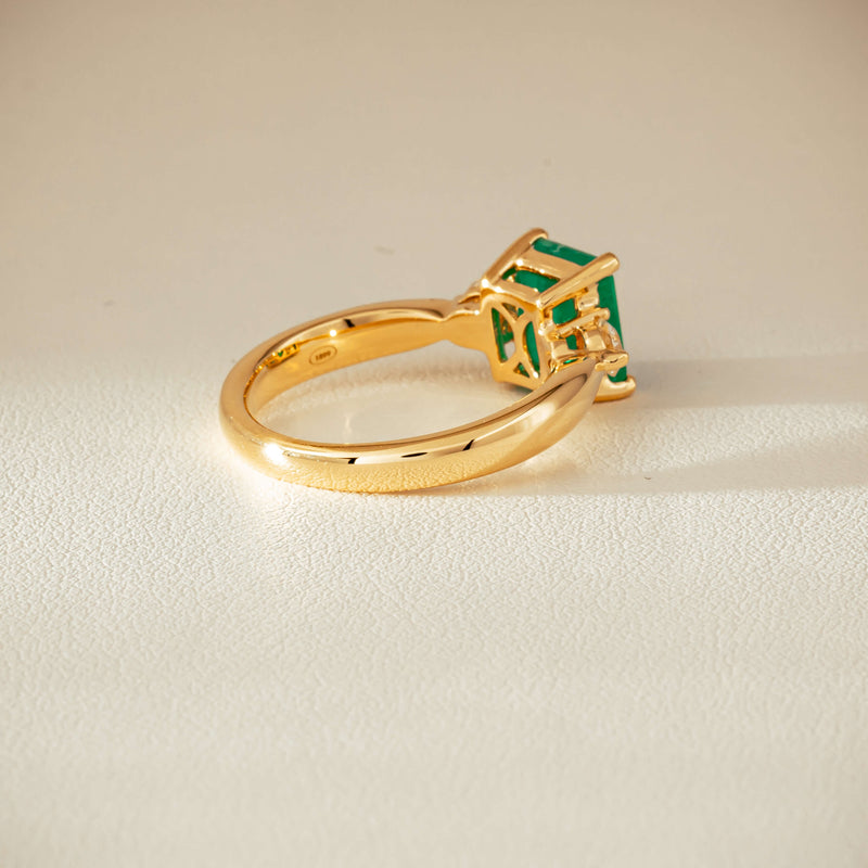 18ct Yellow Gold 1.94ct Emerald & Diamond Elysian Ring - Ring - Walker & Hall