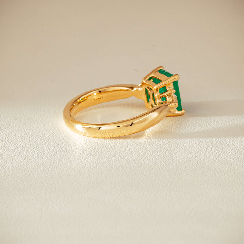 18ct Yellow Gold 1.94ct Emerald & Diamond Elysian Ring - Ring - Walker & Hall