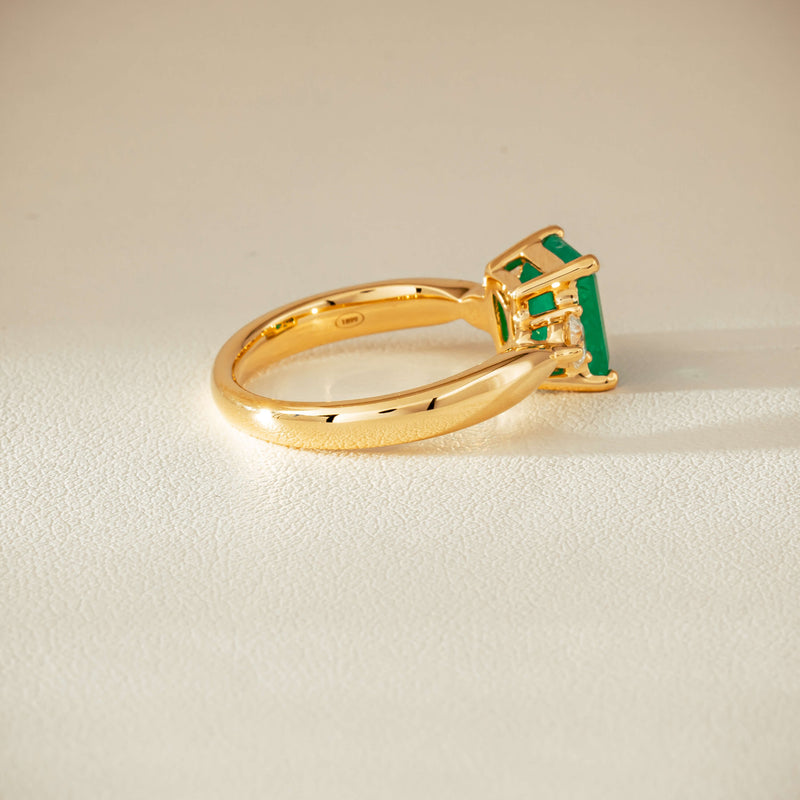 18ct Yellow Gold 1.94ct Emerald & Diamond Elysian Ring - Ring - Walker & Hall