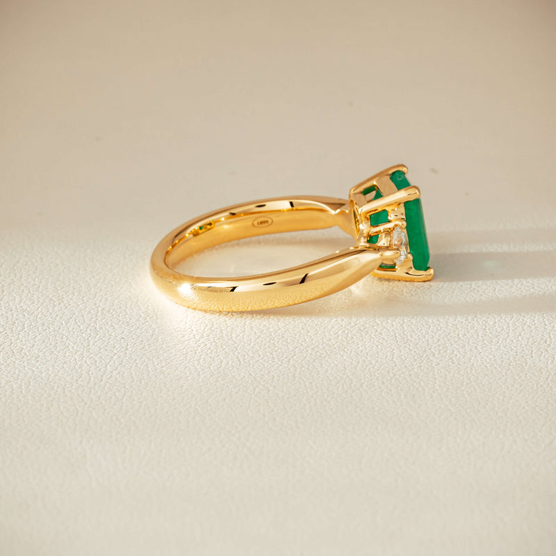 18ct Yellow Gold 1.94ct Emerald & Diamond Elysian Ring - Ring - Walker & Hall