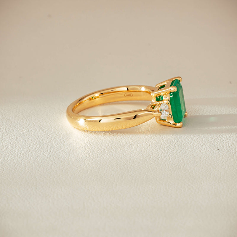 18ct Yellow Gold 1.94ct Emerald & Diamond Elysian Ring - Ring - Walker & Hall