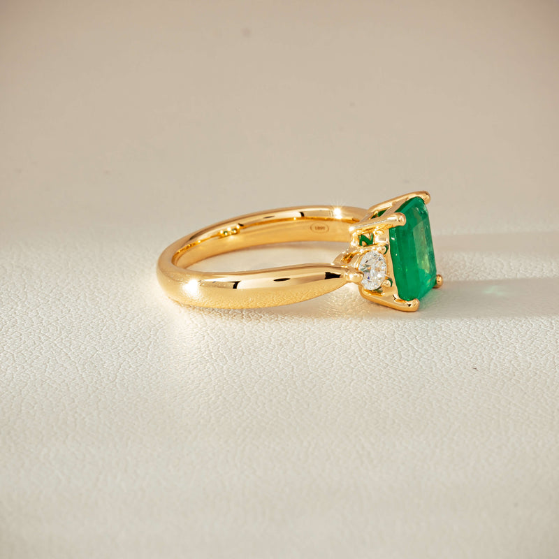 18ct Yellow Gold 1.94ct Emerald & Diamond Elysian Ring - Ring - Walker & Hall
