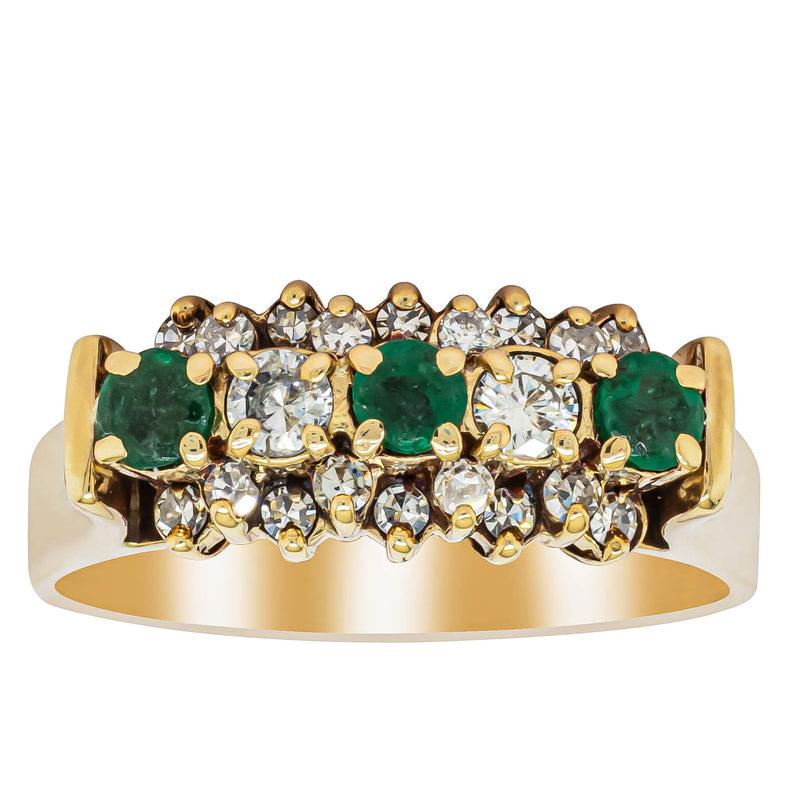 Deja Vu 18ct Yellow Gold .45ct Emerald & Diamond Cluster Ring - Ring - Walker & Hall
