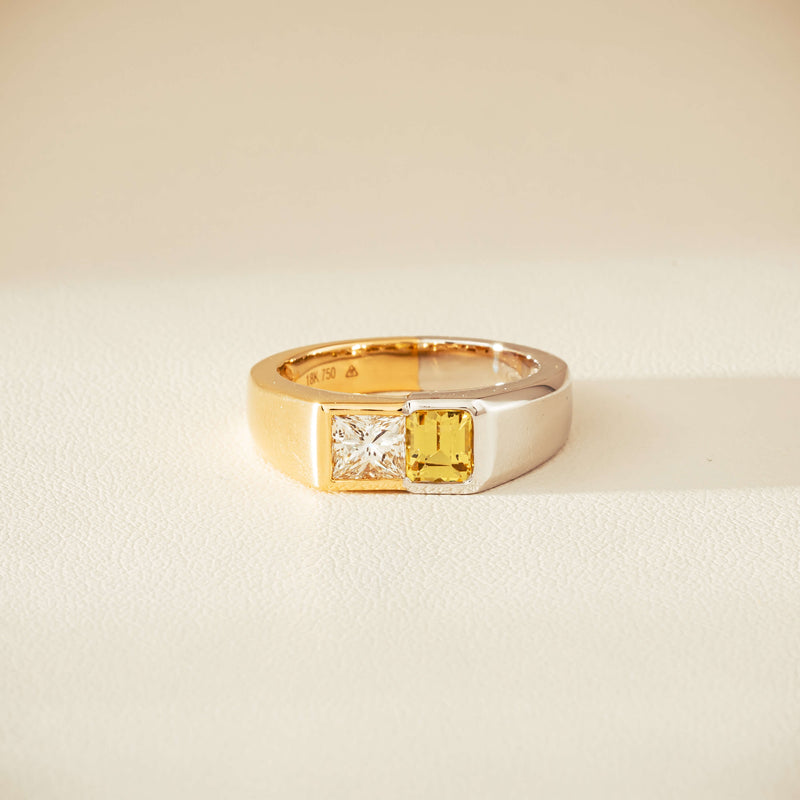 18ct Bi-Tone Gold Reclaimed Sapphire & Diamond Ring - Ring - Walker & Hall