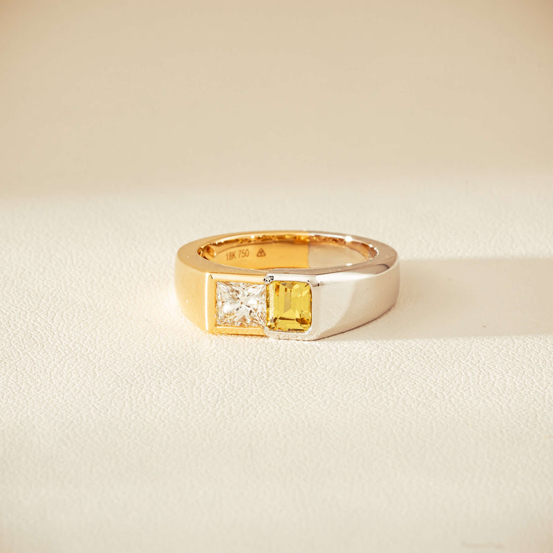18ct Bi-Tone Gold Reclaimed Sapphire & Diamond Ring - Ring - Walker & Hall