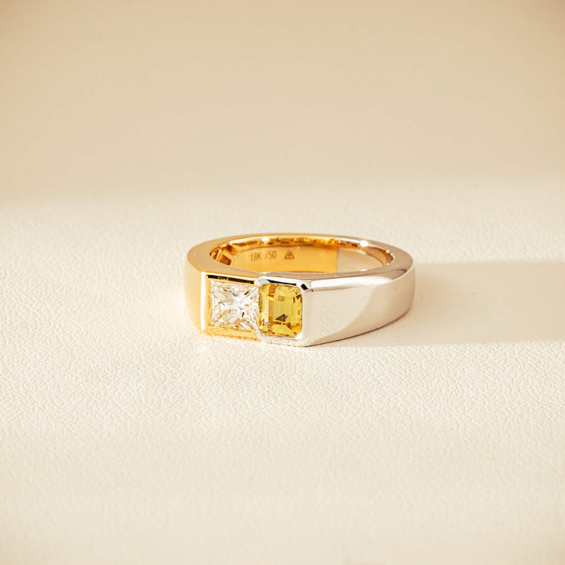 18ct Bi-Tone Gold Reclaimed Sapphire & Diamond Ring - Ring - Walker & Hall