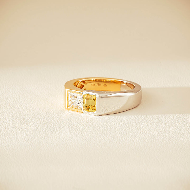 18ct Bi-Tone Gold Reclaimed Sapphire & Diamond Ring - Ring - Walker & Hall