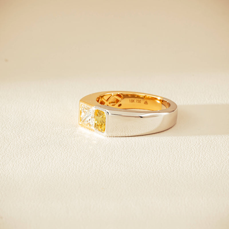 18ct Bi-Tone Gold Reclaimed Sapphire & Diamond Ring - Ring - Walker & Hall