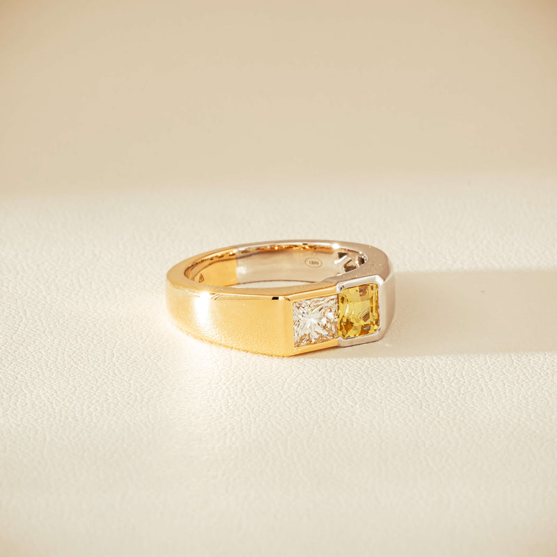18ct Bi-Tone Gold Reclaimed Sapphire & Diamond Ring - Ring - Walker & Hall
