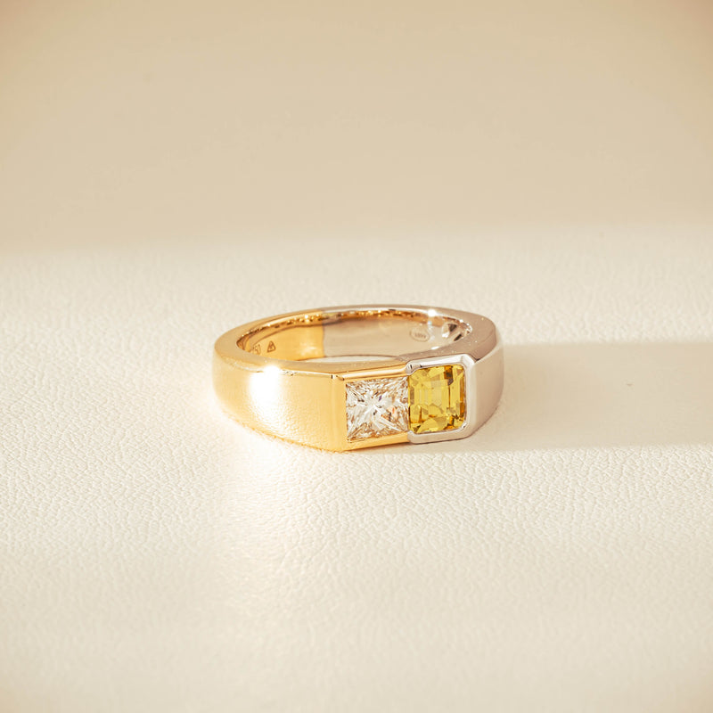 18ct Bi-Tone Gold Reclaimed Sapphire & Diamond Ring - Ring - Walker & Hall