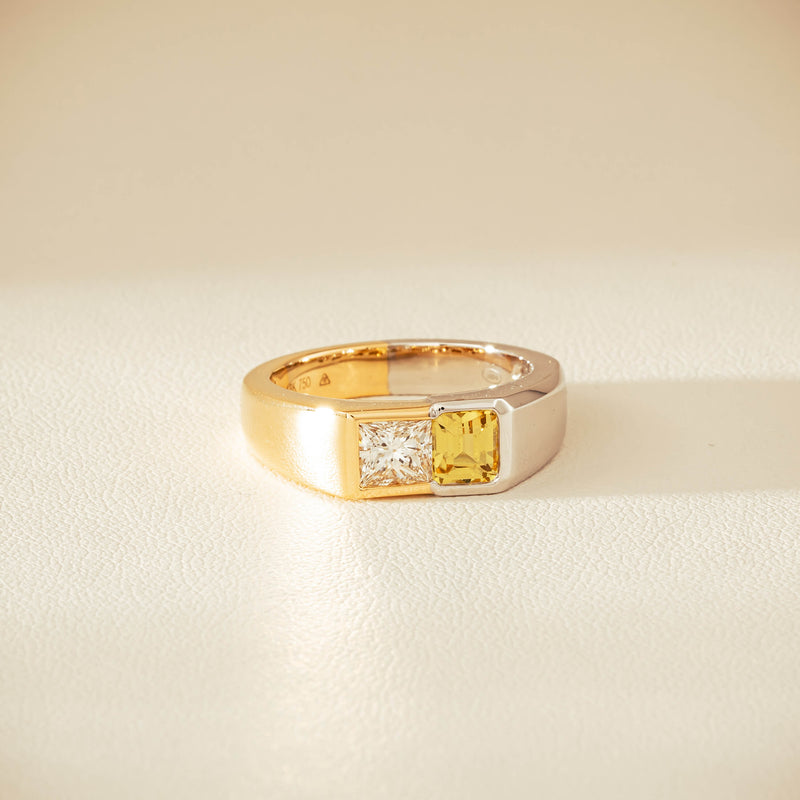 18ct Bi-Tone Gold Reclaimed Sapphire & Diamond Ring - Ring - Walker & Hall