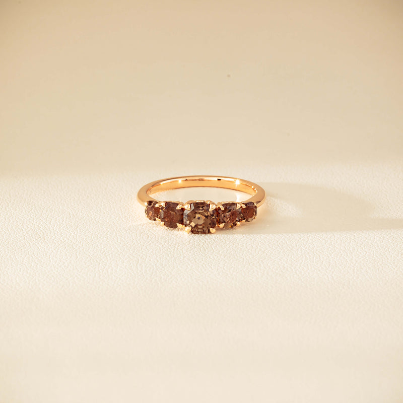 18ct Rose Gold Five-Stone Smoky Quartz Octavia Ring - Ring - Walker & Hall
