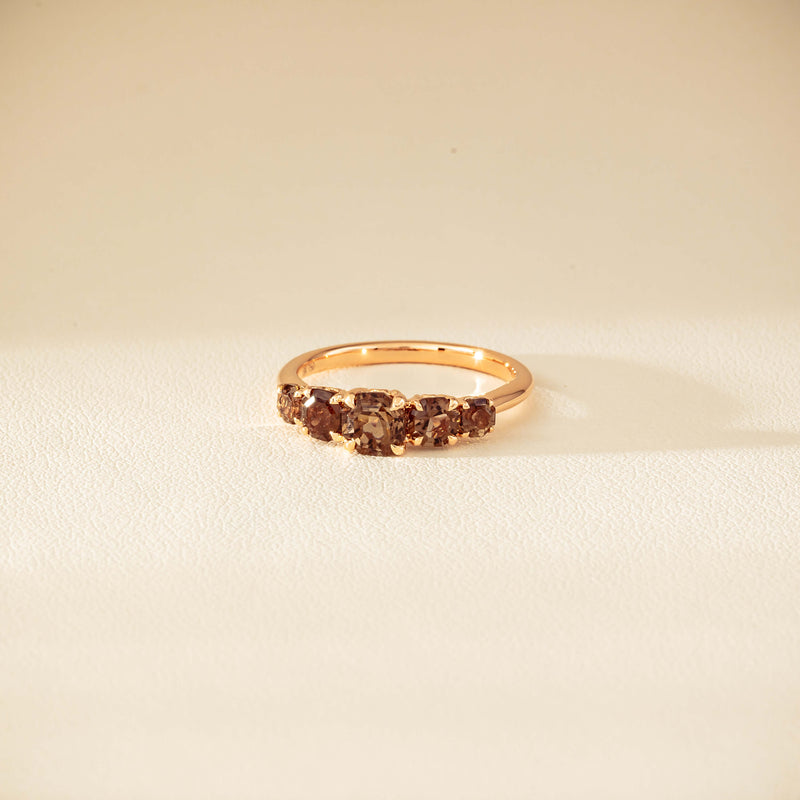 18ct Rose Gold Five-Stone Smoky Quartz Octavia Ring - Ring - Walker & Hall
