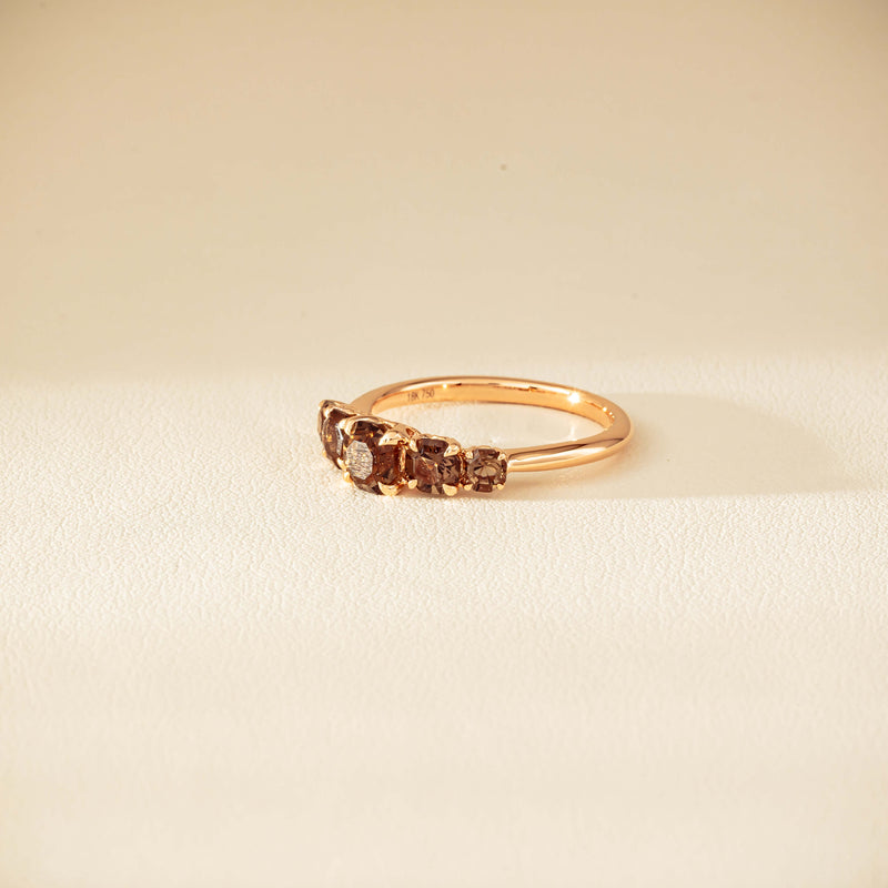 18ct Rose Gold Five-Stone Smoky Quartz Octavia Ring - Ring - Walker & Hall
