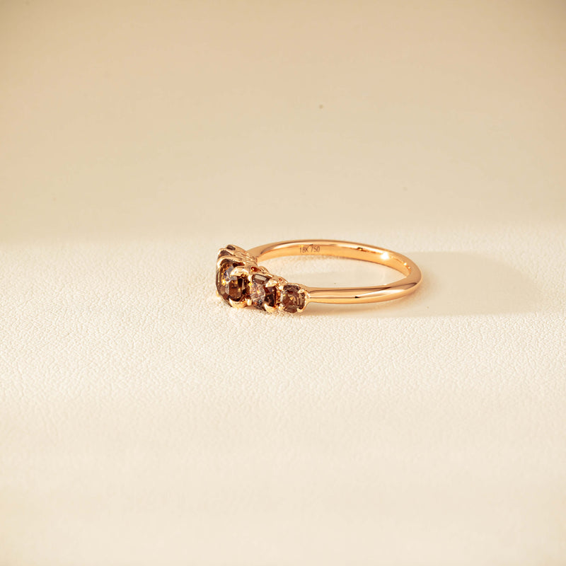 18ct Rose Gold Five-Stone Smoky Quartz Octavia Ring - Ring - Walker & Hall