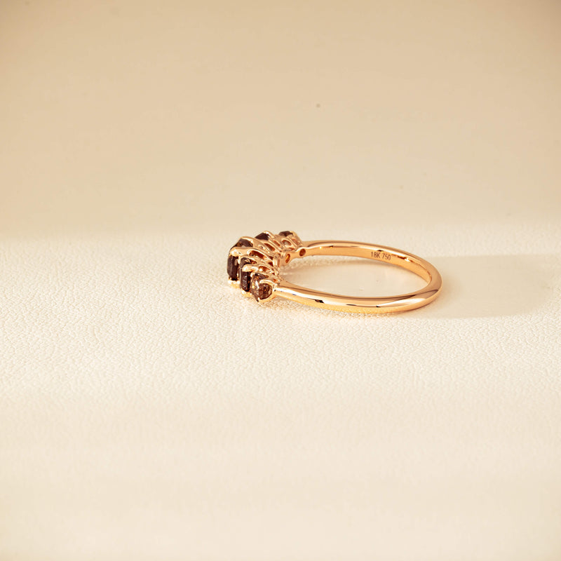 18ct Rose Gold Five-Stone Smoky Quartz Octavia Ring - Ring - Walker & Hall