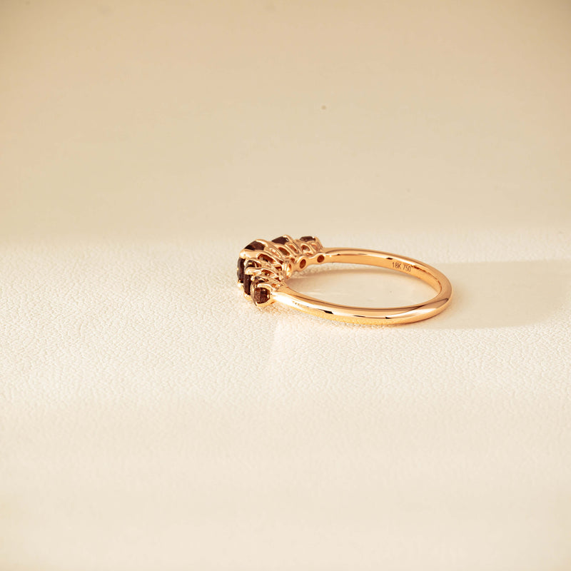 18ct Rose Gold Five-Stone Smoky Quartz Octavia Ring - Ring - Walker & Hall