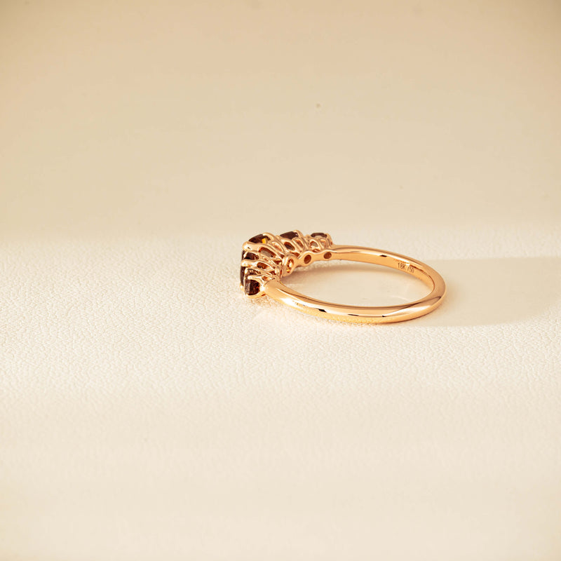 18ct Rose Gold Five-Stone Smoky Quartz Octavia Ring - Ring - Walker & Hall