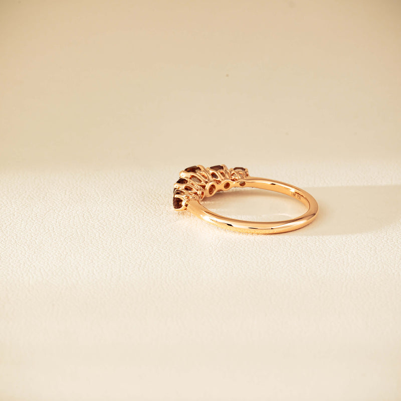 18ct Rose Gold Five-Stone Smoky Quartz Octavia Ring - Ring - Walker & Hall