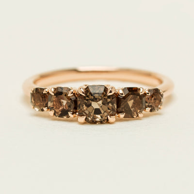 18ct Rose Gold Five-Stone Smoky Quartz Octavia Ring - Ring - Walker & Hall