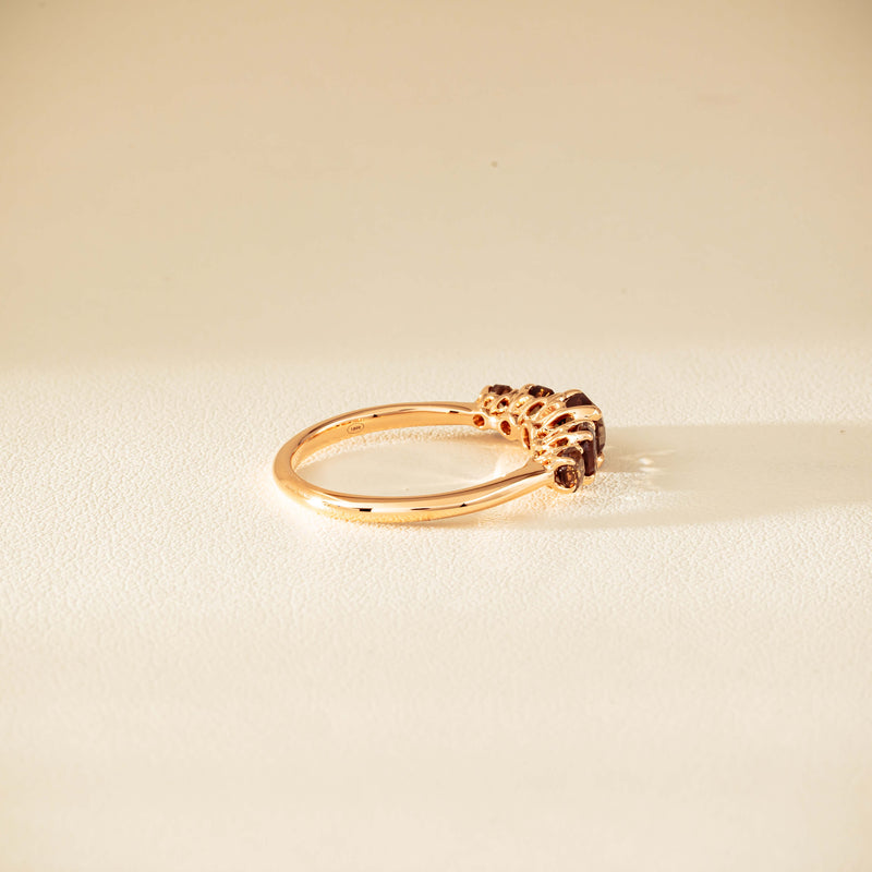 18ct Rose Gold Five-Stone Smoky Quartz Octavia Ring - Ring - Walker & Hall