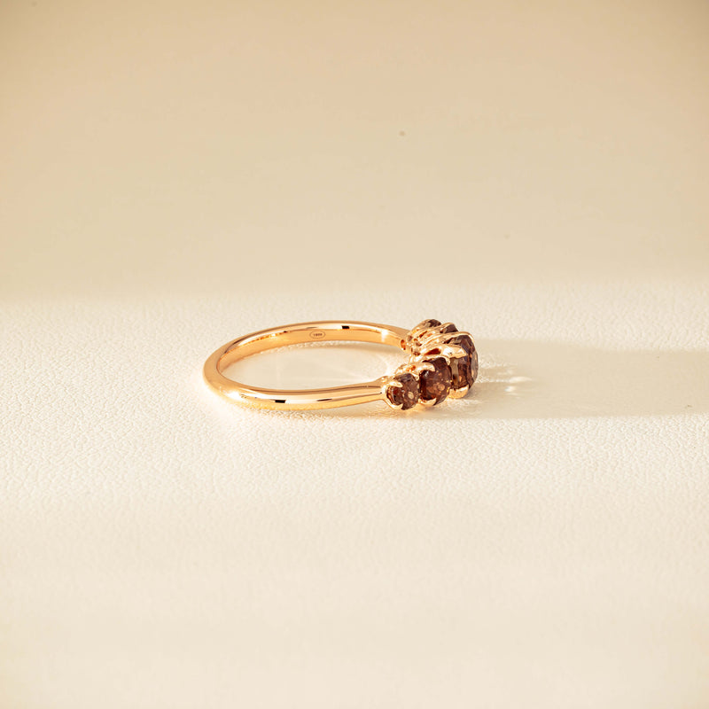 18ct Rose Gold Five-Stone Smoky Quartz Octavia Ring - Ring - Walker & Hall