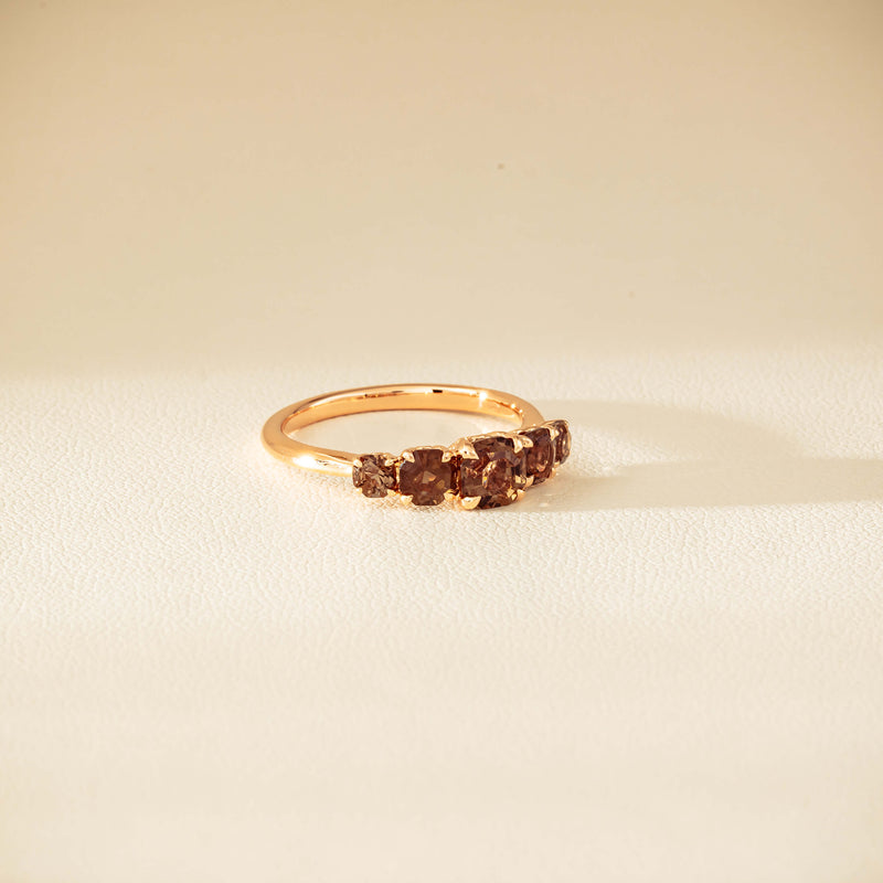 18ct Rose Gold Five-Stone Smoky Quartz Octavia Ring - Ring - Walker & Hall