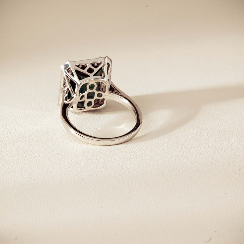 18ct White Gold 8.24ct Green Tourmaline & Diamond Empire Ring - Ring - Walker & Hall