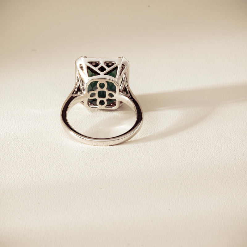 18ct White Gold 8.24ct Green Tourmaline & Diamond Empire Ring - Ring - Walker & Hall