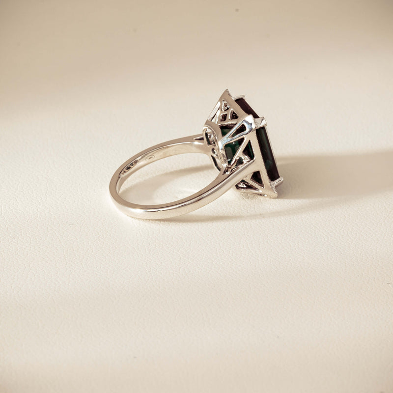 18ct White Gold 8.24ct Green Tourmaline & Diamond Empire Ring - Ring - Walker & Hall
