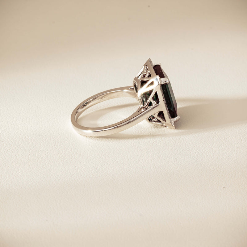 18ct White Gold 8.24ct Green Tourmaline & Diamond Empire Ring - Ring - Walker & Hall