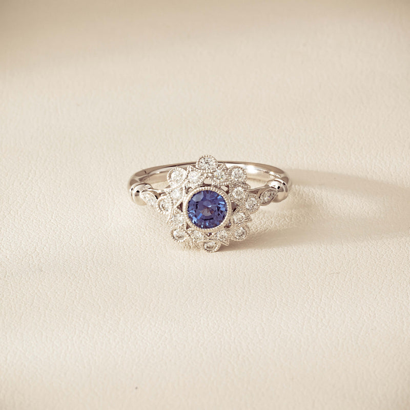 18ct White Gold .61ct Sapphire Mayfair Ring - Ring - Walker & Hall
