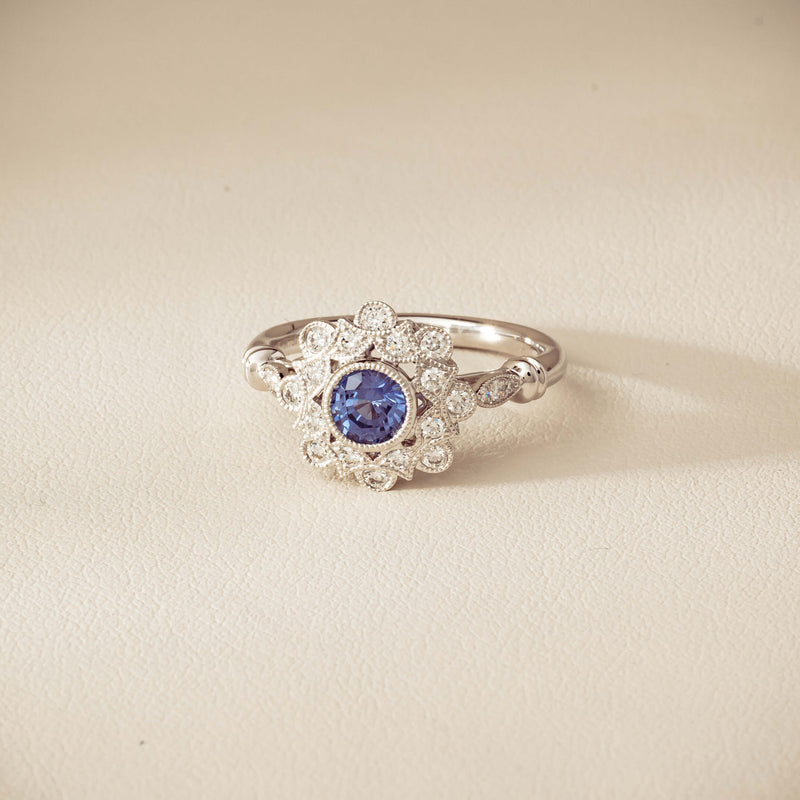 18ct White Gold .61ct Sapphire Mayfair Ring - Ring - Walker & Hall