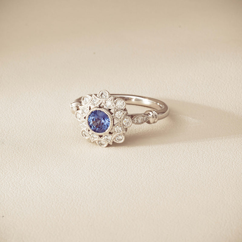 18ct White Gold .61ct Sapphire Mayfair Ring - Ring - Walker & Hall