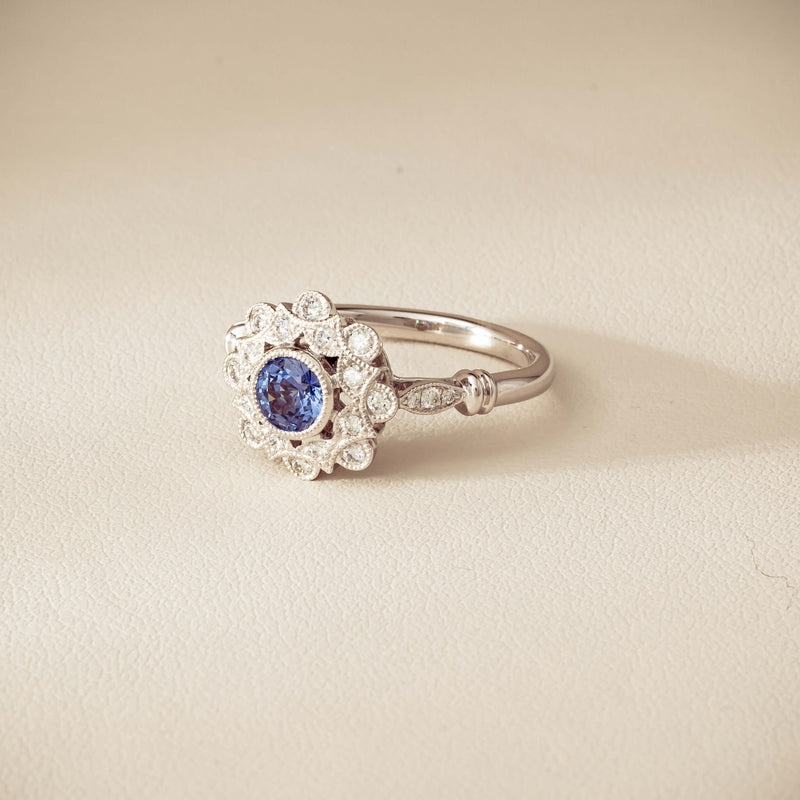 18ct White Gold .61ct Sapphire Mayfair Ring - Ring - Walker & Hall