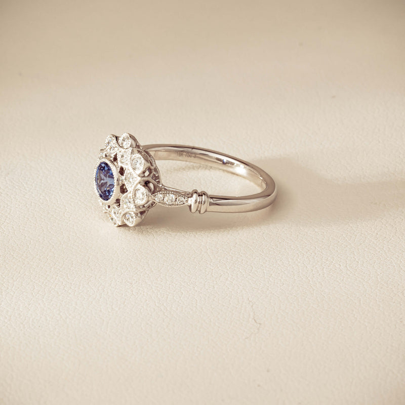 18ct White Gold .61ct Sapphire Mayfair Ring - Ring - Walker & Hall