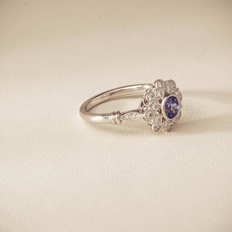 18ct White Gold .61ct Sapphire Mayfair Ring - Ring - Walker & Hall
