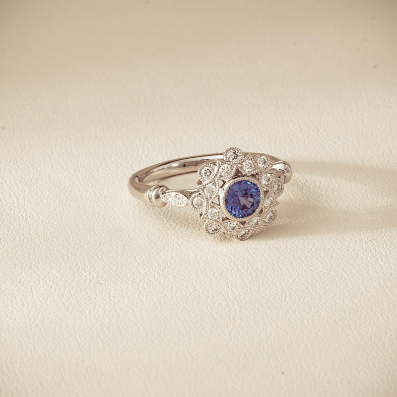 18ct White Gold .61ct Sapphire Mayfair Ring - Ring - Walker & Hall