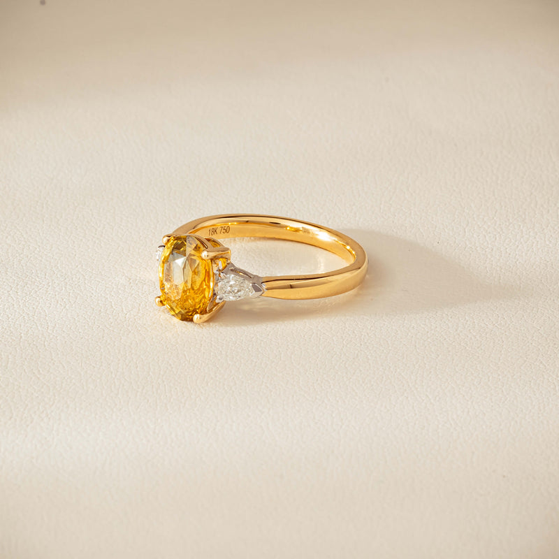 18ct Yellow Gold 2.62ct Yellow Sapphire & Diamond Ayla Ring - Ring - Walker & Hall