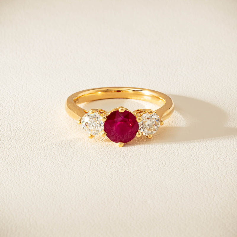 18ct Yellow Gold 1.38ct Ruby & Diamond Coronado Ring - Ring - Walker & Hall