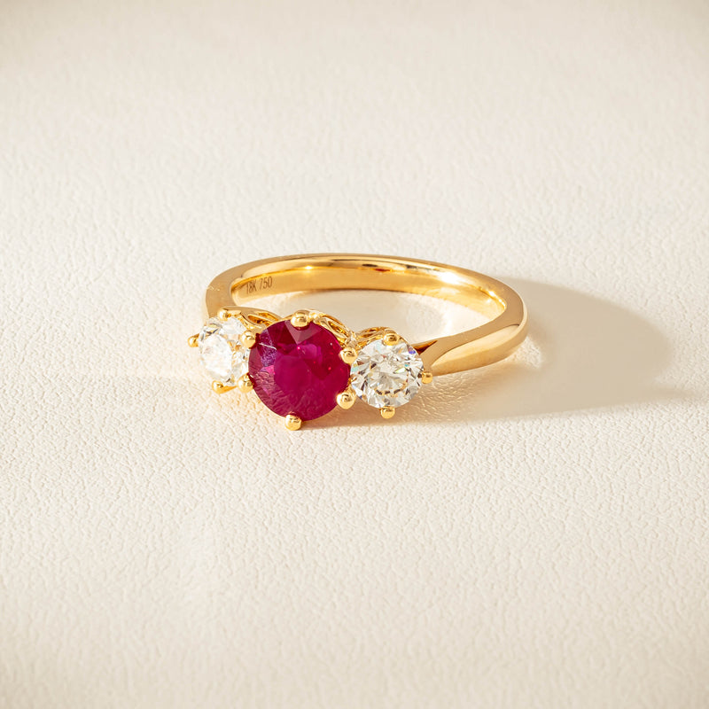 18ct Yellow Gold 1.38ct Ruby & Diamond Coronado Ring - Ring - Walker & Hall