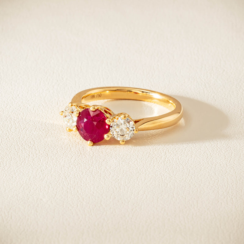 18ct Yellow Gold 1.38ct Ruby & Diamond Coronado Ring - Ring - Walker & Hall