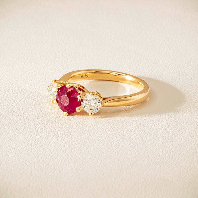 18ct Yellow Gold 1.38ct Ruby & Diamond Coronado Ring - Ring - Walker & Hall