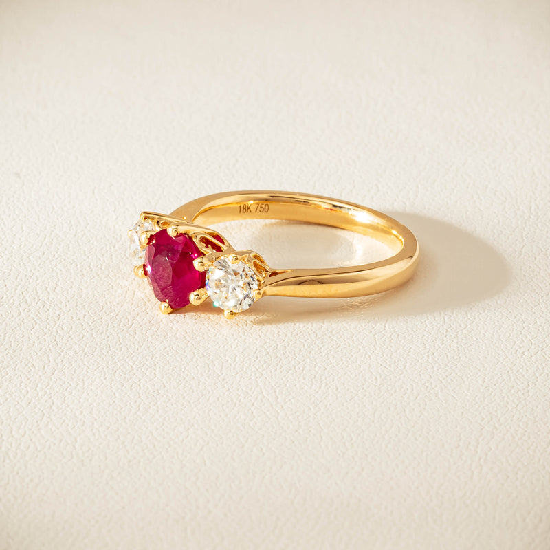 18ct Yellow Gold 1.38ct Ruby & Diamond Coronado Ring - Ring - Walker & Hall