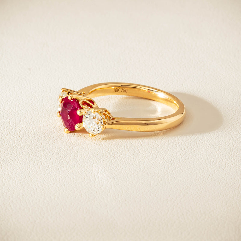 18ct Yellow Gold 1.38ct Ruby & Diamond Coronado Ring - Ring - Walker & Hall