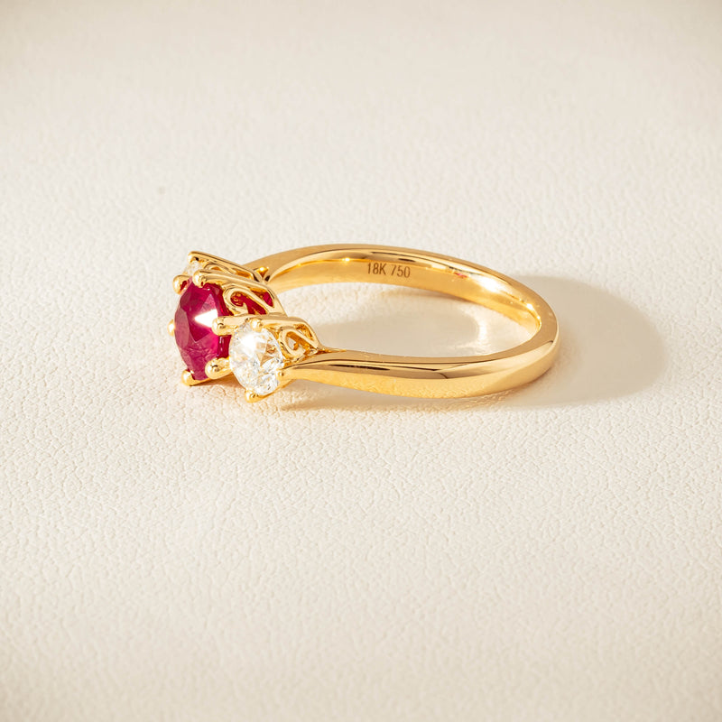 18ct Yellow Gold 1.38ct Ruby & Diamond Coronado Ring - Ring - Walker & Hall
