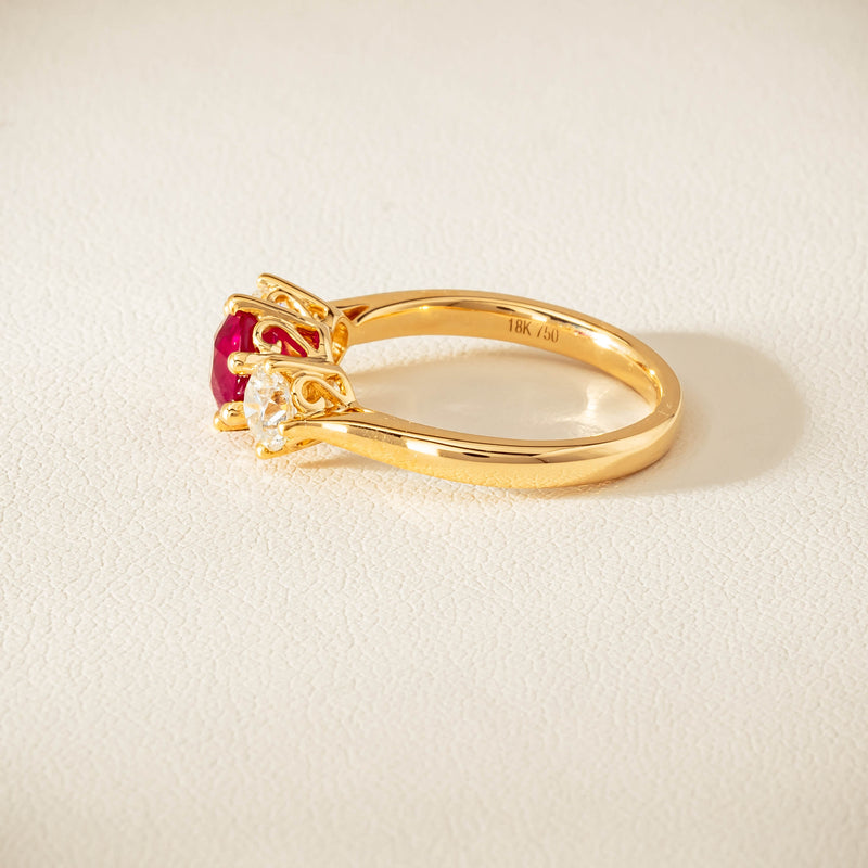 18ct Yellow Gold 1.38ct Ruby & Diamond Coronado Ring - Ring - Walker & Hall