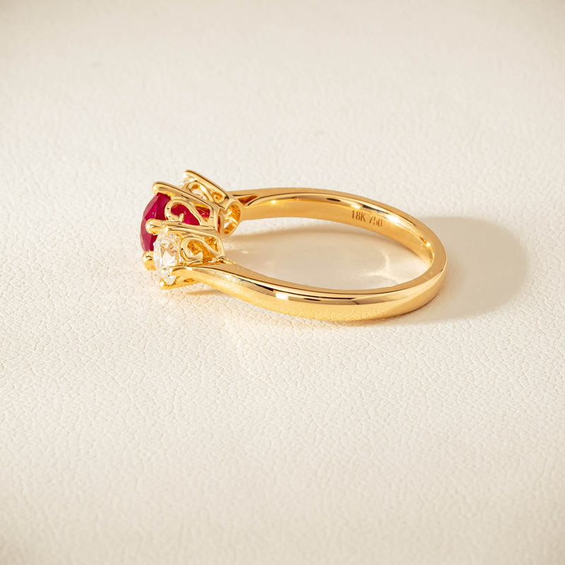 18ct Yellow Gold 1.38ct Ruby & Diamond Coronado Ring - Ring - Walker & Hall