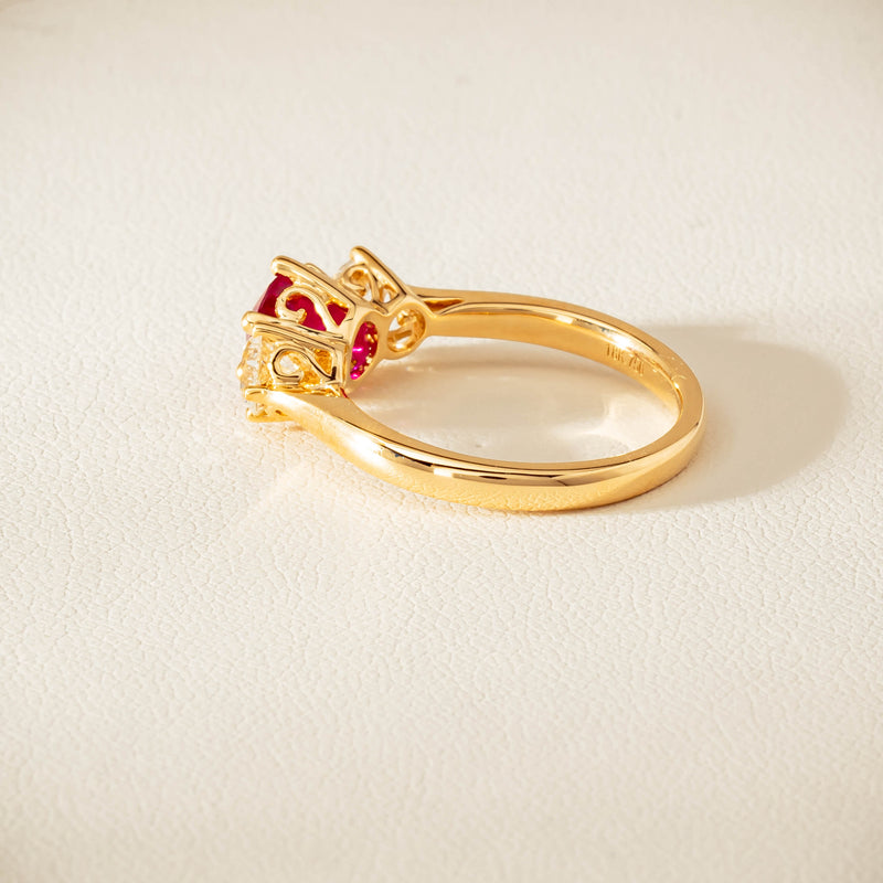 18ct Yellow Gold 1.38ct Ruby & Diamond Coronado Ring - Ring - Walker & Hall